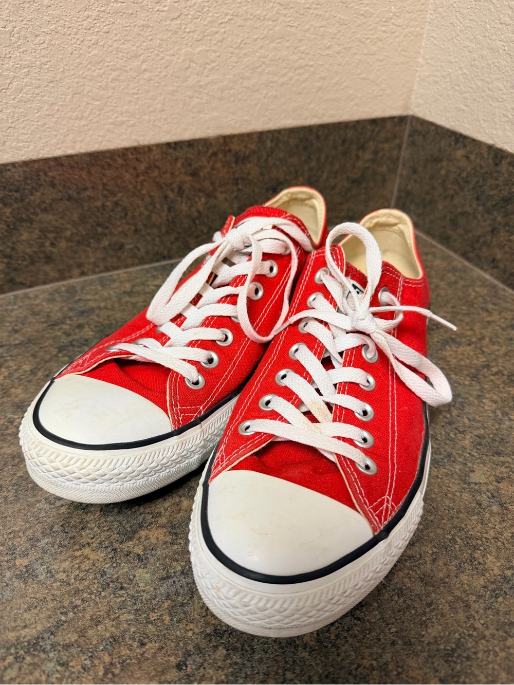 Converse Red Low-Top Canvas Sneakers with White Laces